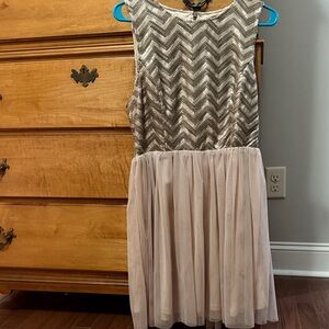 Elegant Sequin Chevron Dress